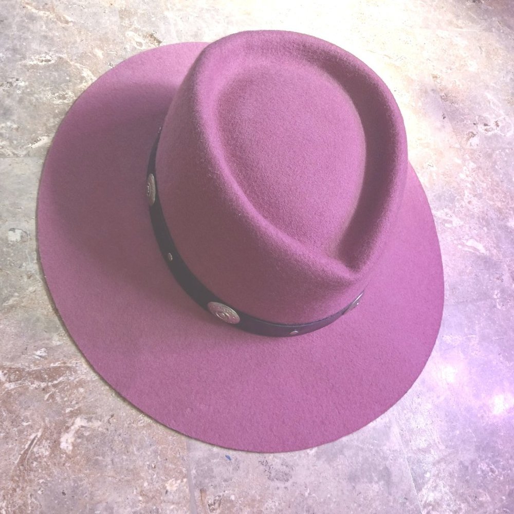 Stylish Women's Purple Felt Wide-Brim Hat